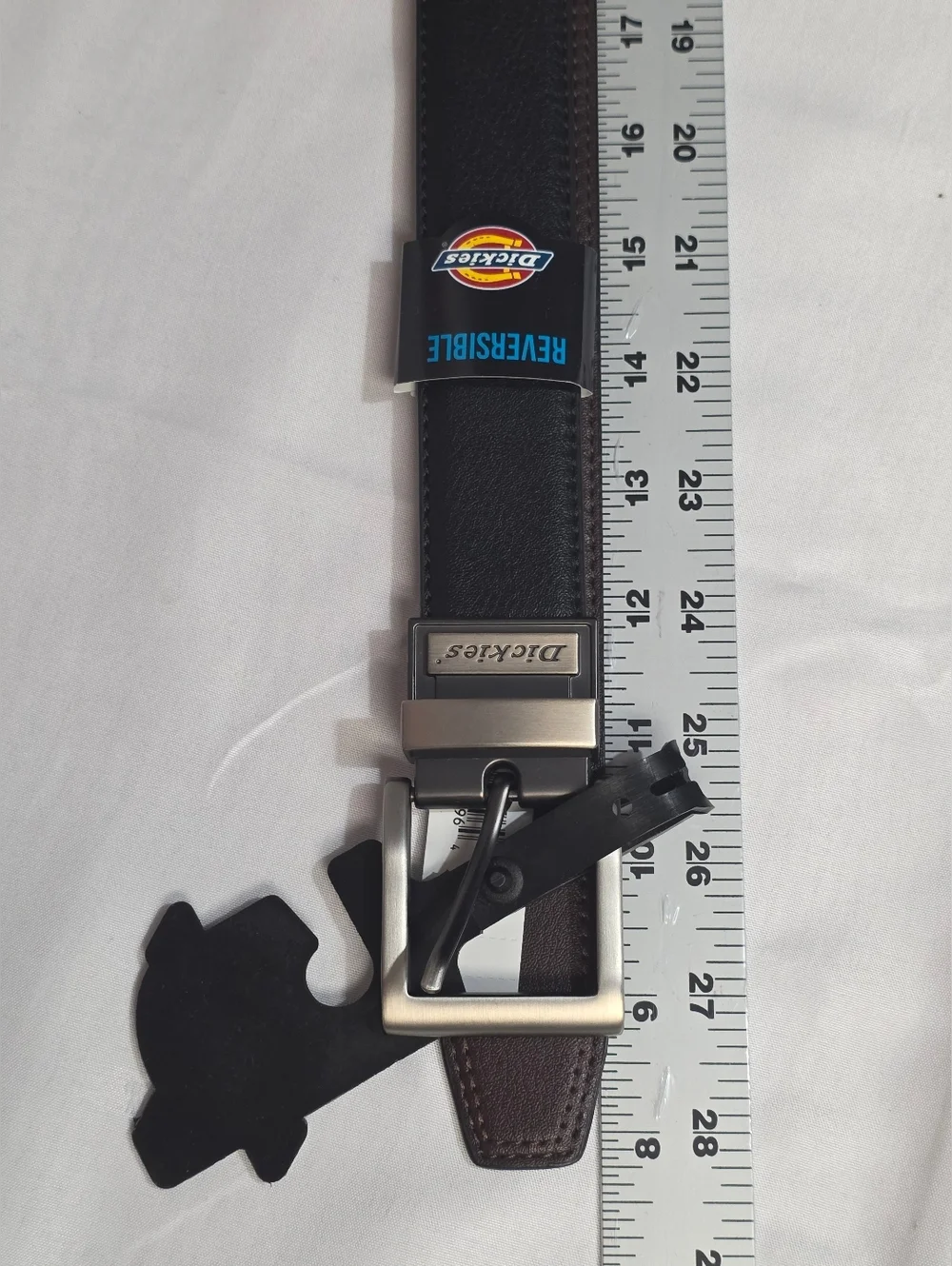 Dickies Leather Reversible Black/Brown Belt With Antique Nickel Finish Buckle 2X